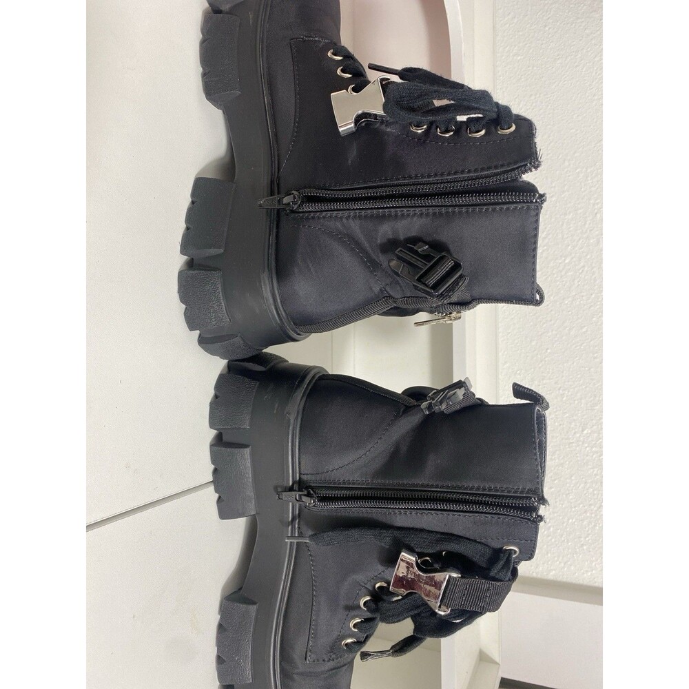 Steve Madden Thora-P Black Nylon Lace-Up Combat Ankle Lug Boots Women's 8 - Picture 8 of 16
